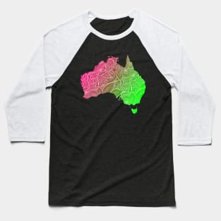 Colorful mandala art map of Australia with text in pink and green Baseball T-Shirt